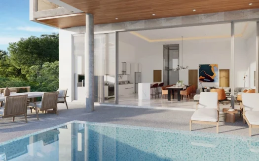 Сквозная стеклянная дверь открывает яркую гостиную