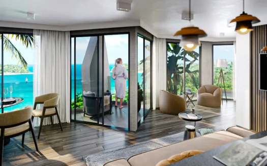 Комната с видом на океан и балкон с дверьми