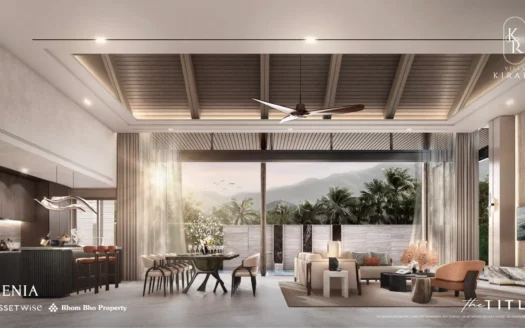 Просторная гостиная и столовая с видом на пальмы