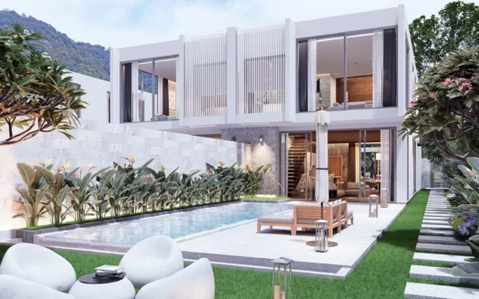 Двухэтажная современная вилла со стеклянными стенами и бассейном